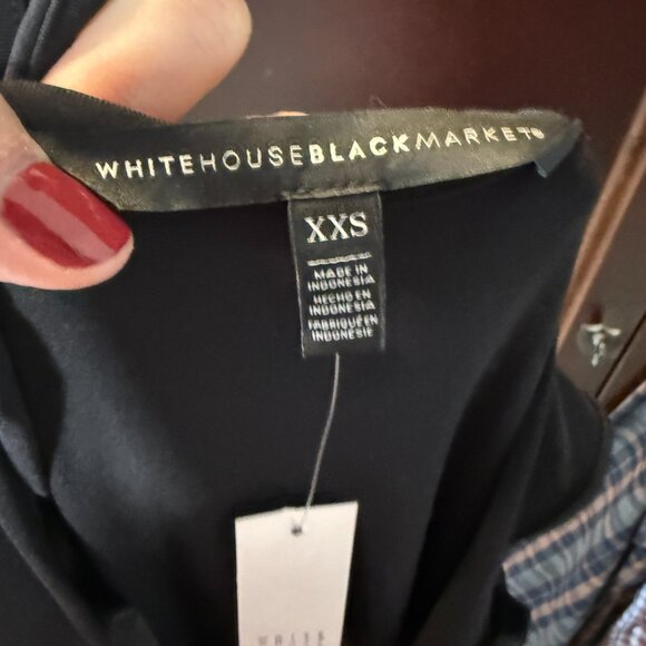 NWT White House Black Market Black Green Tank A-line Dress Sleeveless XXS Midi - Picture 9 of 13